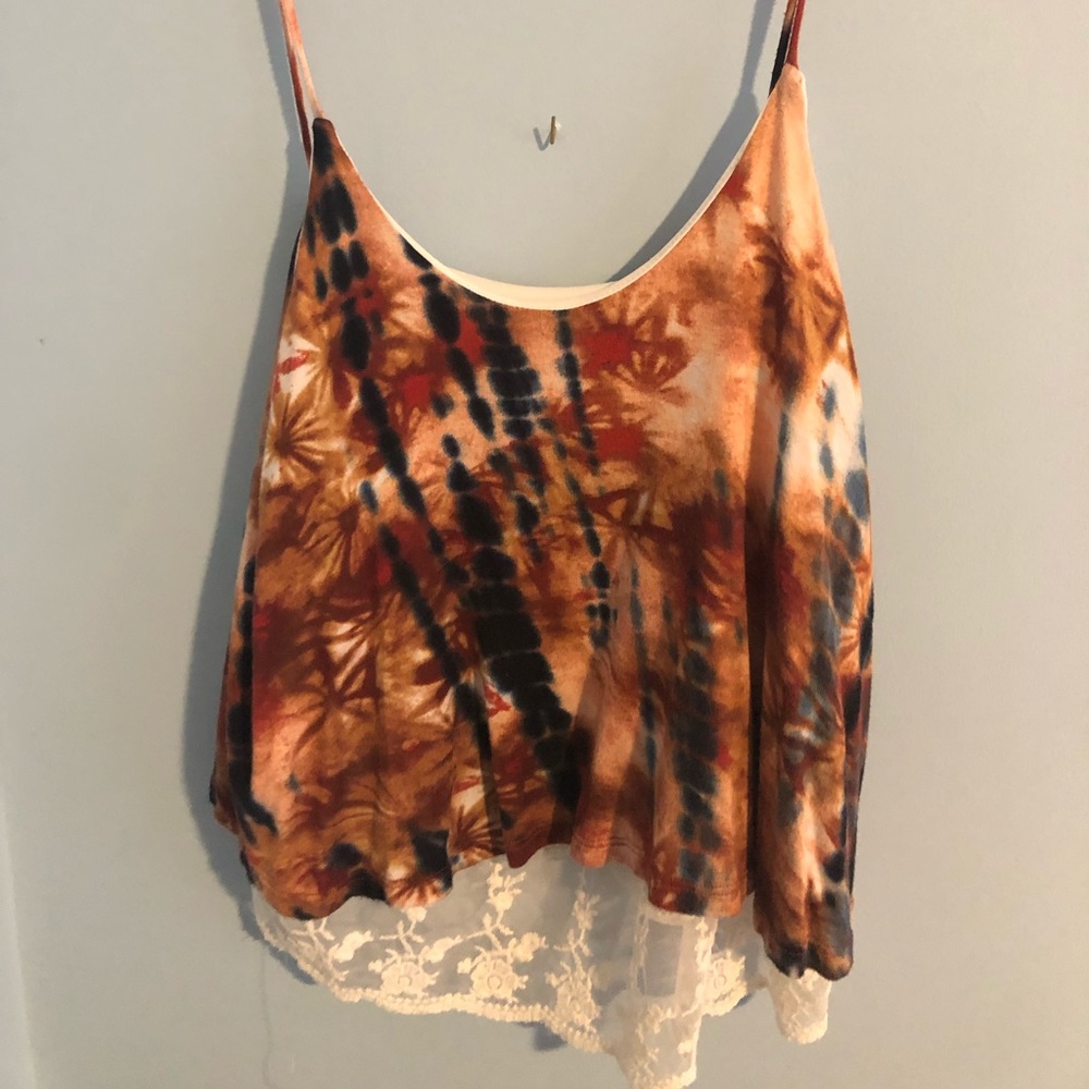 tie dye lace tank top, never worn
